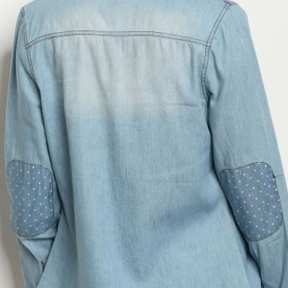 Denim Polka Dot Patch Top - Picture 4 of 16